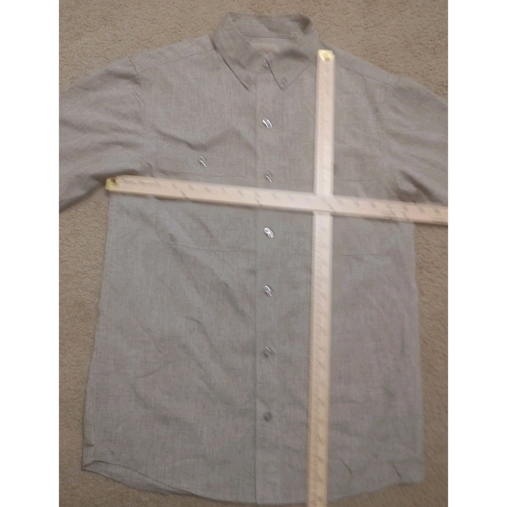 Red Head Shirt Men's Small Short Sleeve Button Up Pockets Poly Linen - Durable